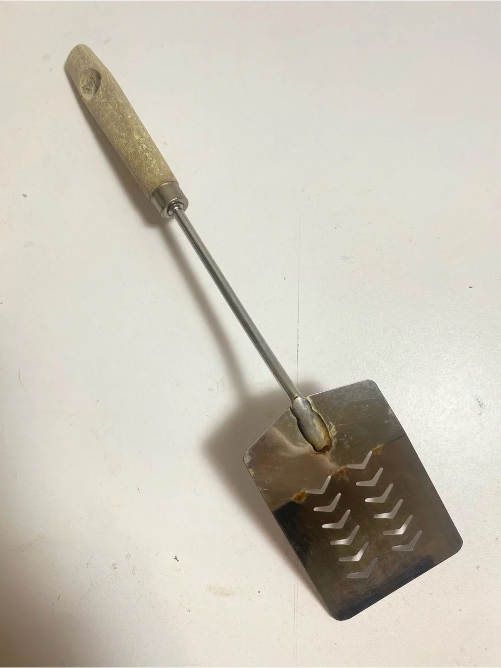 Vintage Androck 14” Slotted Spatula Wood Handle USA
